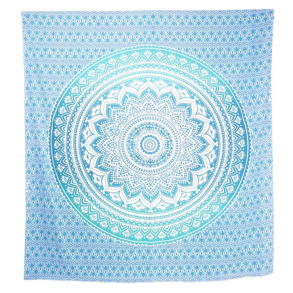 Mandala Blue and White Tapestry - Picture 3 of 4
